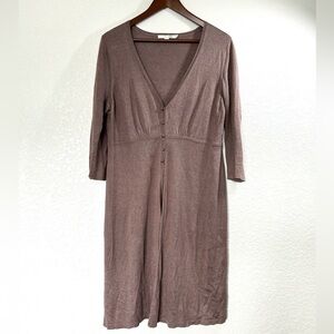 Boden Light Brown Silk & Linen Blend V Neckline Long Cardigan - Size 12